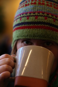 Misty drinking her tea